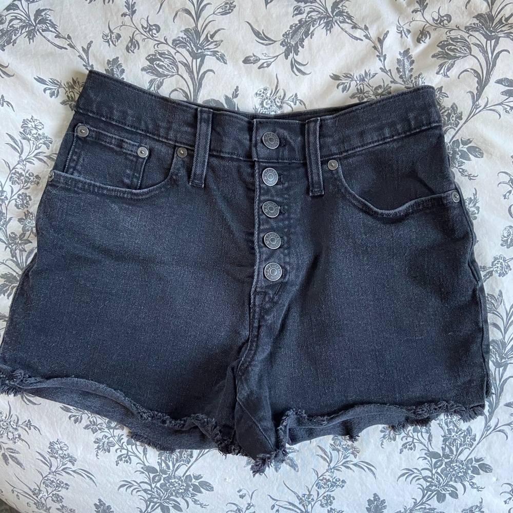 Madewell High-Rise Black Denim Shorts